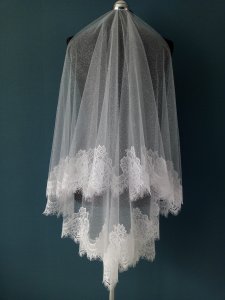 Фата глиттерная с кружевом